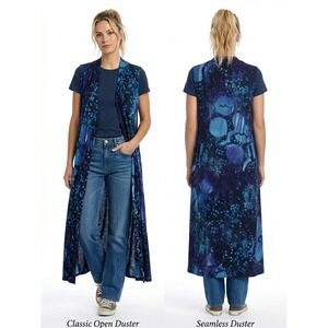 Synchronicity Celestial Duster Vest Medium Blue Star Moon VTG 90s Whimsigoth